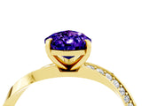 Yellow gold Pear Cut Tanzanite Engagement Ring with Side Stone Accents and Four-Prong Setting_64