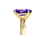 Yellow gold Pear Cut Tanzanite Engagement Ring with Side Stone Accents and Four-Prong Setting_65
