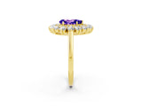 Yellow gold Pear Cut Tanzanite Floral Double Halo Engagement Ring with Prong Setting_62