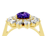 Yellow gold Pear Cut Tanzanite Floral Double Halo Engagement Ring with Prong Setting_64