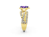 Yellow gold Pear Cut Tanzanite Halo Ring with Round Split Shank and Prong Setting_50
