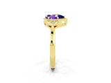 Yellow gold Pear Cut Tanzanite Halo Ring with Tapered Band and Four-Prong Setting_2
