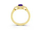 Yellow gold Pear Cut Tanzanite Halo Ring with Tapered Band and Four-Prong Setting_3