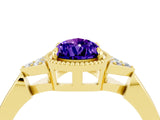 Yellow gold Pear Cut Tanzanite Halo Ring with Tapered Band and Four-Prong Setting_4