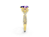 Yellow gold Pear Cut Tanzanite  Halo Twist Band Solitaire Prong Setting Ring_38