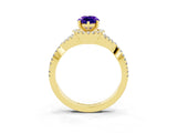 Yellow gold Pear Cut Tanzanite  Halo Twist Band Solitaire Prong Setting Ring_39