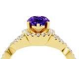 Yellow gold Pear Cut Tanzanite  Halo Twist Band Solitaire Prong Setting Ring_40