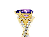 Yellow gold Pear Cut Tanzanite  Halo Twist Band Solitaire Prong Setting Ring_41