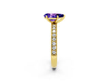 Yellow gold Pear Cut Tanzanite Milgrain Pavé Engagement Ring with Four-Prong Setting_2