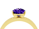Yellow gold Pear Cut Tanzanite Milgrain Pavé Engagement Ring with Four-Prong Setting_4