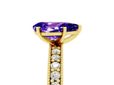 Yellow gold Pear Cut Tanzanite Milgrain Pavé Engagement Ring with Four-Prong Setting_5