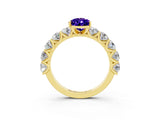 Yellow gold Pear Cut Tanzanite Prong Setting with Side Stones on a Pave Band_3