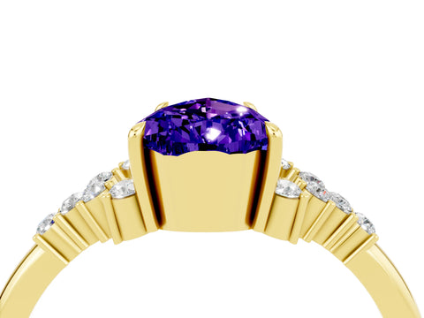 Yellow gold Pear Cut Tanzanite Ring with Side Stones and Four-Prong Setting_40