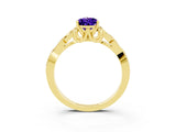 Yellow gold Pear Cut Tanzanite Solitaire Celtic Knot Ring with Four-Prong Setting_15