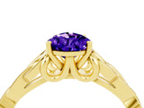 Yellow gold Pear Cut Tanzanite Solitaire Celtic Knot Ring with Four-Prong Setting_16