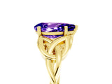 Yellow gold Pear Cut Tanzanite Solitaire Celtic Knot Ring with Four-Prong Setting_17