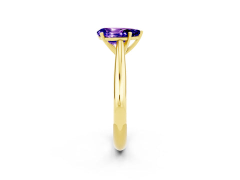 Yellow gold Pear Cut Tanzanite Solitaire Engagement Ring with Cathedral Setting and Four-Prong Mount_14