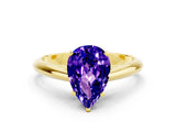 Yellow gold Pear Cut Tanzanite Solitaire Engagement Ring with Cathedral Setting and Four-Prong Mount_18