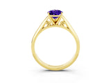 Yellow gold Pear Cut Tanzanite Solitaire Engagement Ring with Cathedral Setting and Four-Prong Mount_21