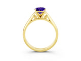 Yellow gold Pear Cut Tanzanite Solitaire Engagement Ring with Cathedral Setting and Four-Prong Mount_27