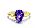 Yellow gold Pear Cut Tanzanite Solitaire Engagement Ring with Cathedral Setting and Four-Prong Mount_84
