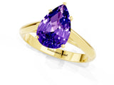 Yellow gold Pear Cut Tanzanite Solitaire Engagement Ring with Cathedral Setting and Four-Prong Mount_85