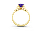 Yellow gold Pear Cut Tanzanite Solitaire Engagement Ring with Cathedral Setting and Four-Prong Mount_87