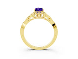 Yellow gold Pear Cut Tanzanite Solitaire Engagement Ring with Celtic Knot Band and Four-Prong Setting_3