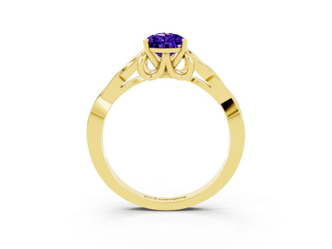 Yellow gold Pear Cut Tanzanite Solitaire Engagement Ring with Celtic Knot Band and Four-Prong Setting_3