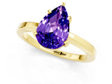 Yellow gold Pear Cut Tanzanite Solitaire Engagement Ring with Classic Band and Four-Prong Setting_25