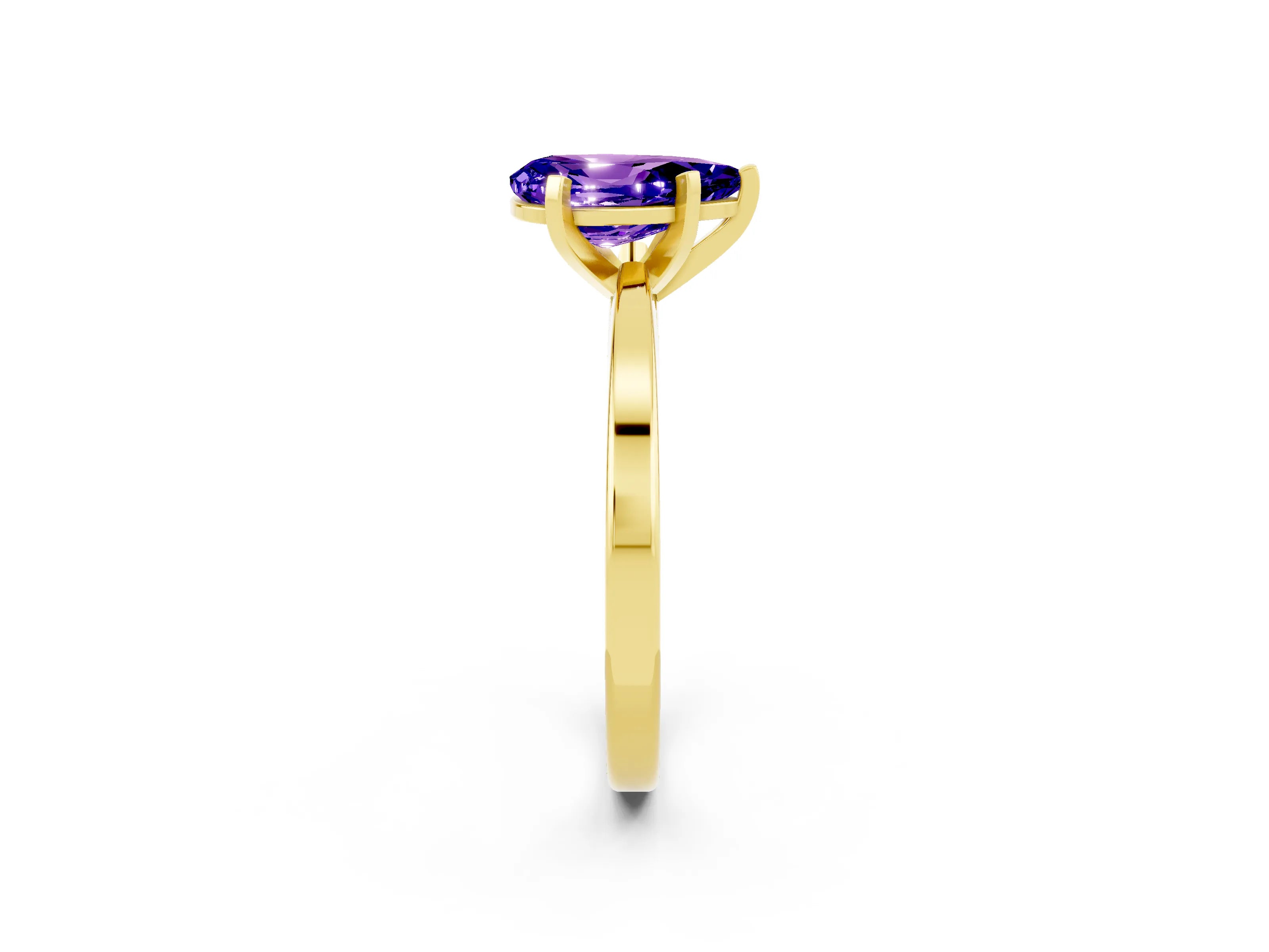 Yellow gold Pear Cut Tanzanite Solitaire Engagement Ring with Classic Band and Four-Prong Setting_26