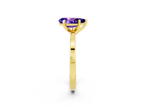 Yellow gold Pear Cut Tanzanite Solitaire Engagement Ring with Classic Band and Four-Prong Setting_26