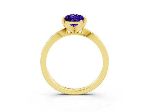 Yellow gold Pear Cut Tanzanite Solitaire Engagement Ring with Classic Band and Four-Prong Setting_27