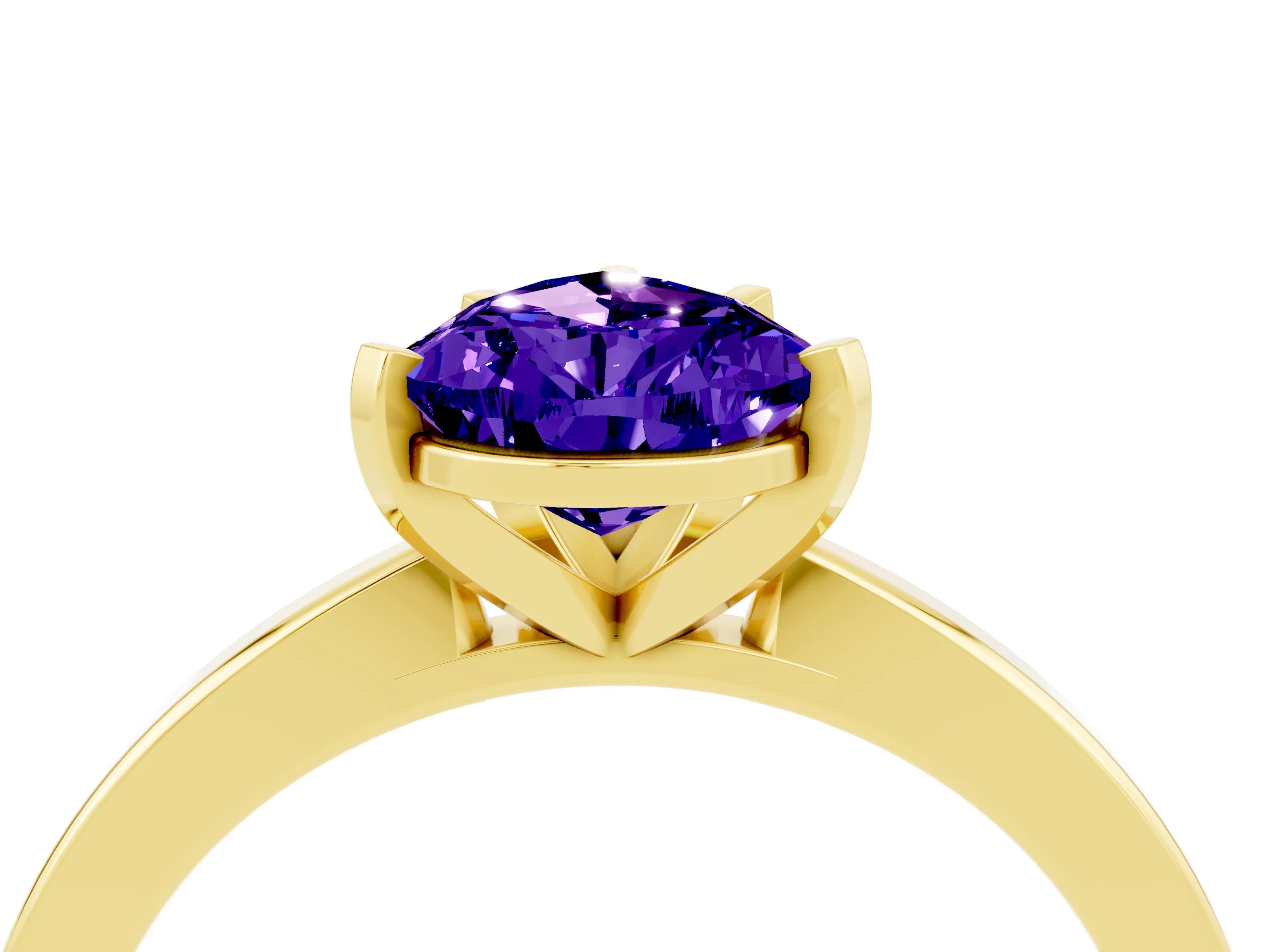 Yellow gold Pear Cut Tanzanite Solitaire Engagement Ring with Classic Band and Four-Prong Setting_28