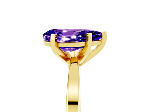 Yellow gold Pear Cut Tanzanite Solitaire Engagement Ring with Classic Band and Four-Prong Setting_29