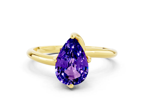 Yellow gold Pear Cut Tanzanite Solitaire Engagement Ring with Four-Prong Setting and Classic Band_12