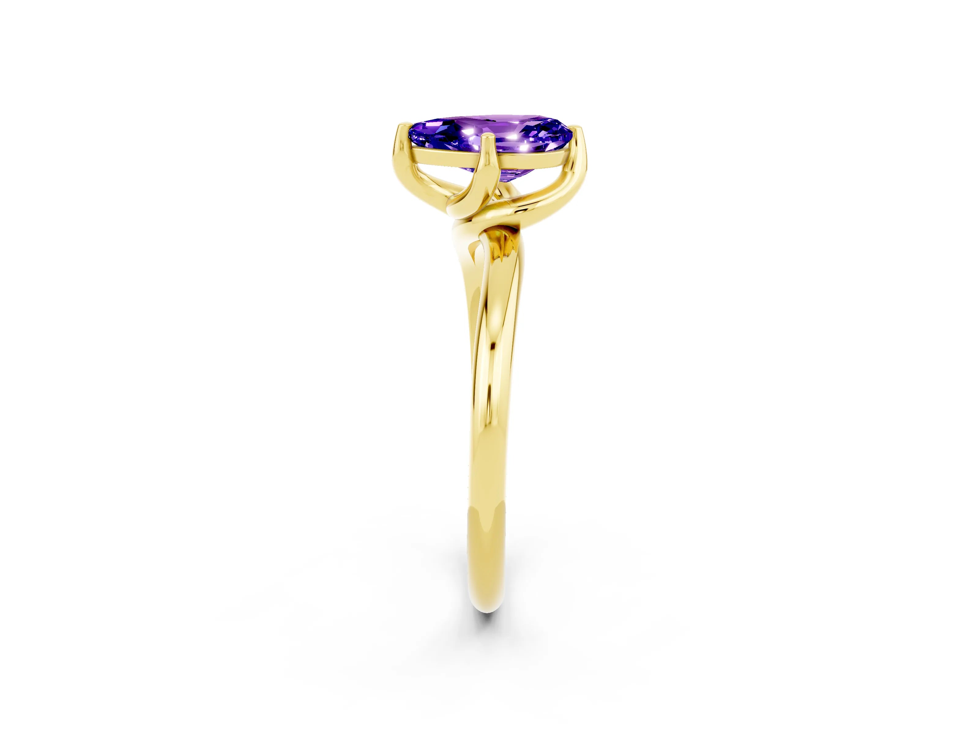 Yellow gold Pear Cut Tanzanite Solitaire Engagement Ring with Four-Prong Setting and Classic Band_14