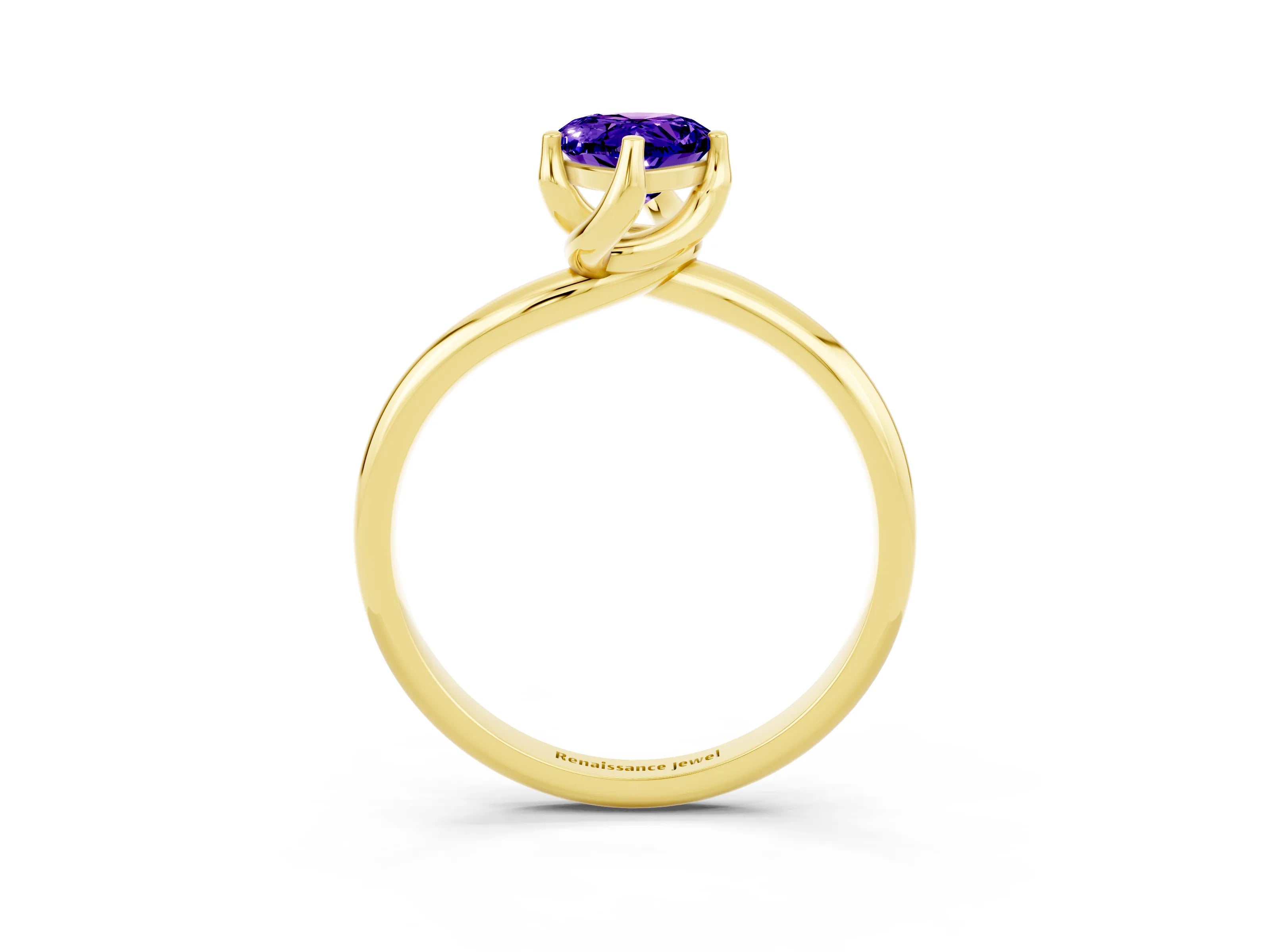Yellow gold Pear Cut Tanzanite Solitaire Engagement Ring with Four-Prong Setting and Classic Band_15
