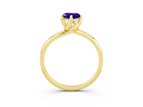 Yellow gold Pear Cut Tanzanite Solitaire Engagement Ring with Four-Prong Setting and Classic Band_15