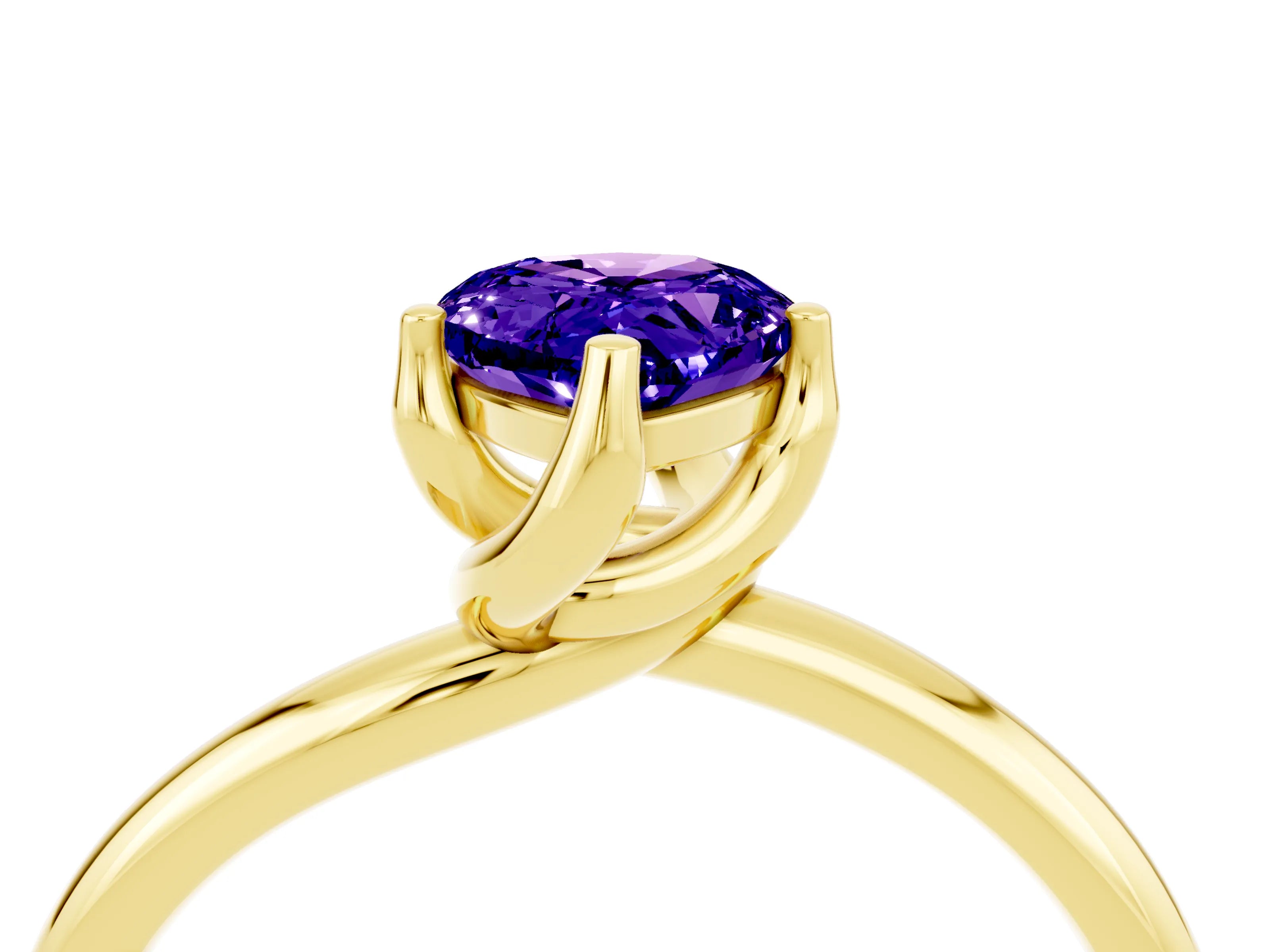 Yellow gold Pear Cut Tanzanite Solitaire Engagement Ring with Four-Prong Setting and Classic Band_16