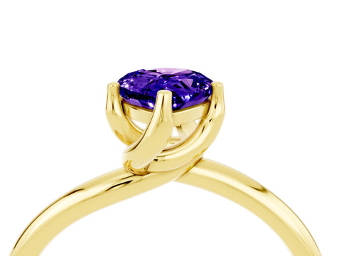 Yellow gold Pear Cut Tanzanite Solitaire Engagement Ring with Four-Prong Setting and Classic Band_16