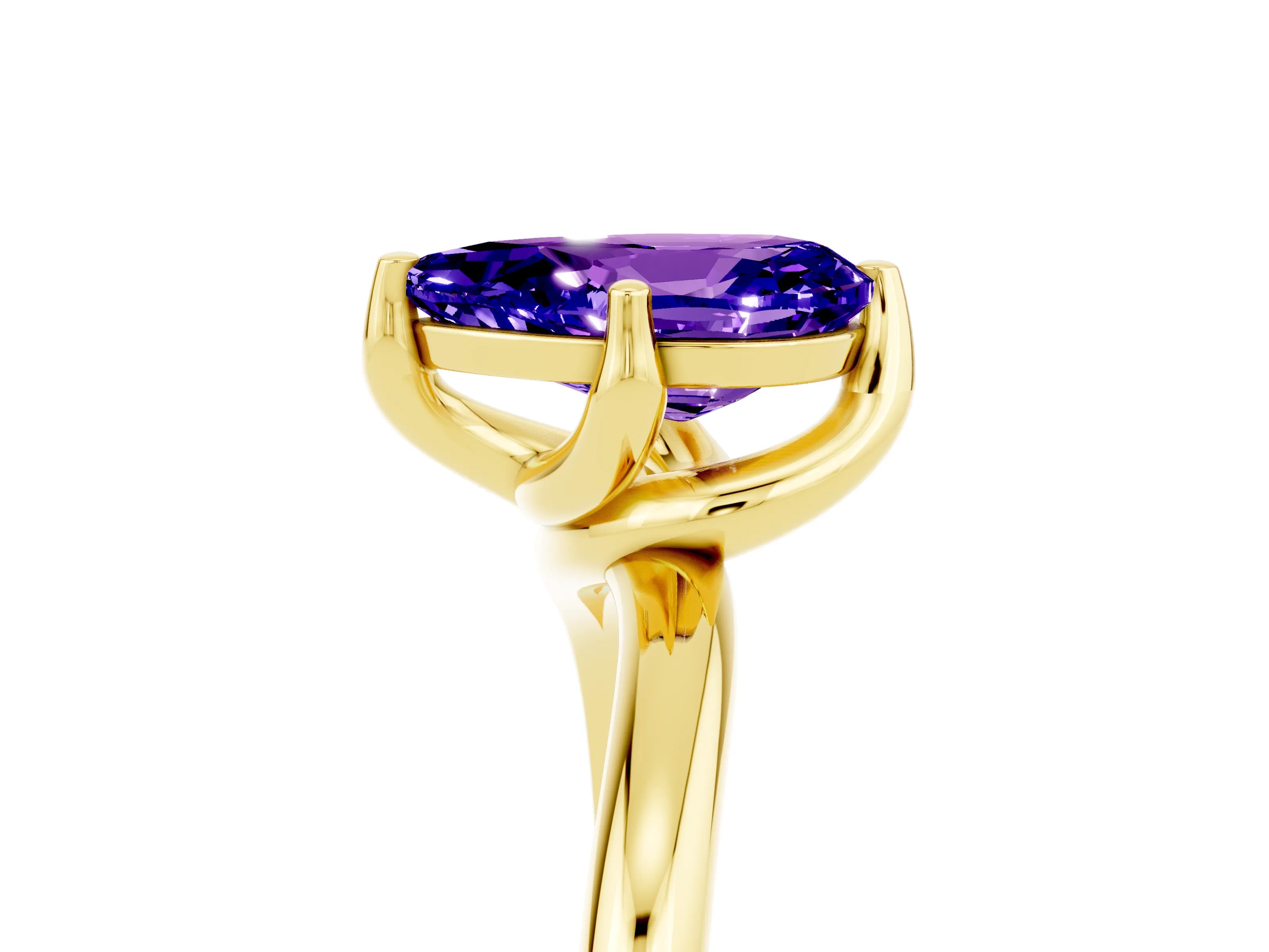 Yellow gold Pear Cut Tanzanite Solitaire Engagement Ring with Four-Prong Setting and Classic Band_17