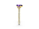 Yellow gold Pear Cut Tanzanite Solitaire Engagement Ring with Pavé Band and Four-Prong Setting_2