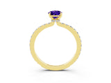 Yellow gold Pear Cut Tanzanite Solitaire Engagement Ring with Pavé Band and Four-Prong Setting_3