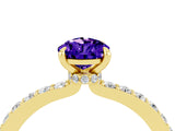 Yellow gold Pear Cut Tanzanite Solitaire Engagement Ring with Pavé Band and Four-Prong Setting_4