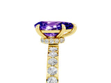 Yellow gold Pear Cut Tanzanite Solitaire Engagement Ring with Pavé Band and Four-Prong Setting_5
