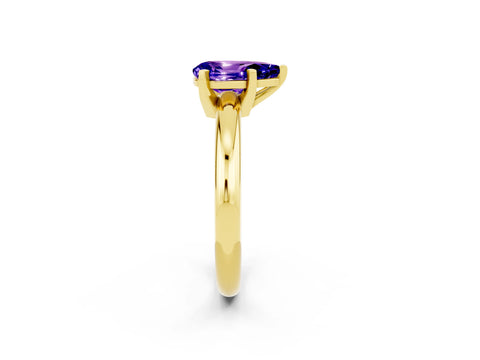 Yellow gold Pear Cut Tanzanite Solitaire Engagement Ring with Round Band and Four-Prong Setting_2