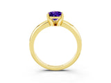 Yellow gold Pear Cut Tanzanite Solitaire Engagement Ring with Round Band and Four-Prong Setting_3