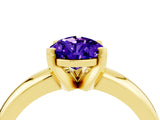 Yellow gold Pear Cut Tanzanite Solitaire Engagement Ring with Round Band and Four-Prong Setting_4