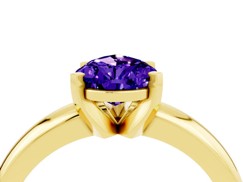 Yellow gold Pear Cut Tanzanite Solitaire Engagement Ring with Round Band and Four-Prong Setting_4